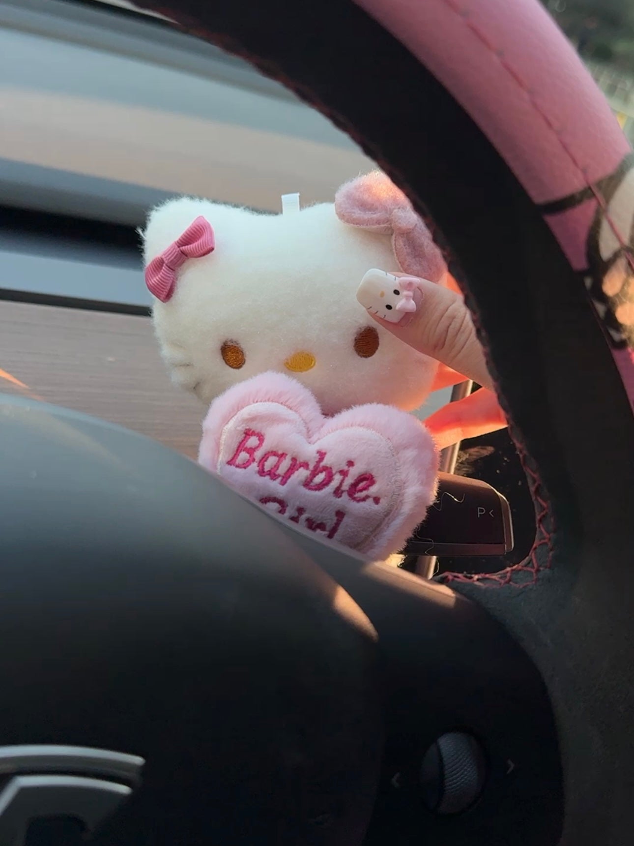 Hellokitty Barbie Girl Pink Plush Toy for Windshield Wiper Gear Lever Wiper Shift Grip
