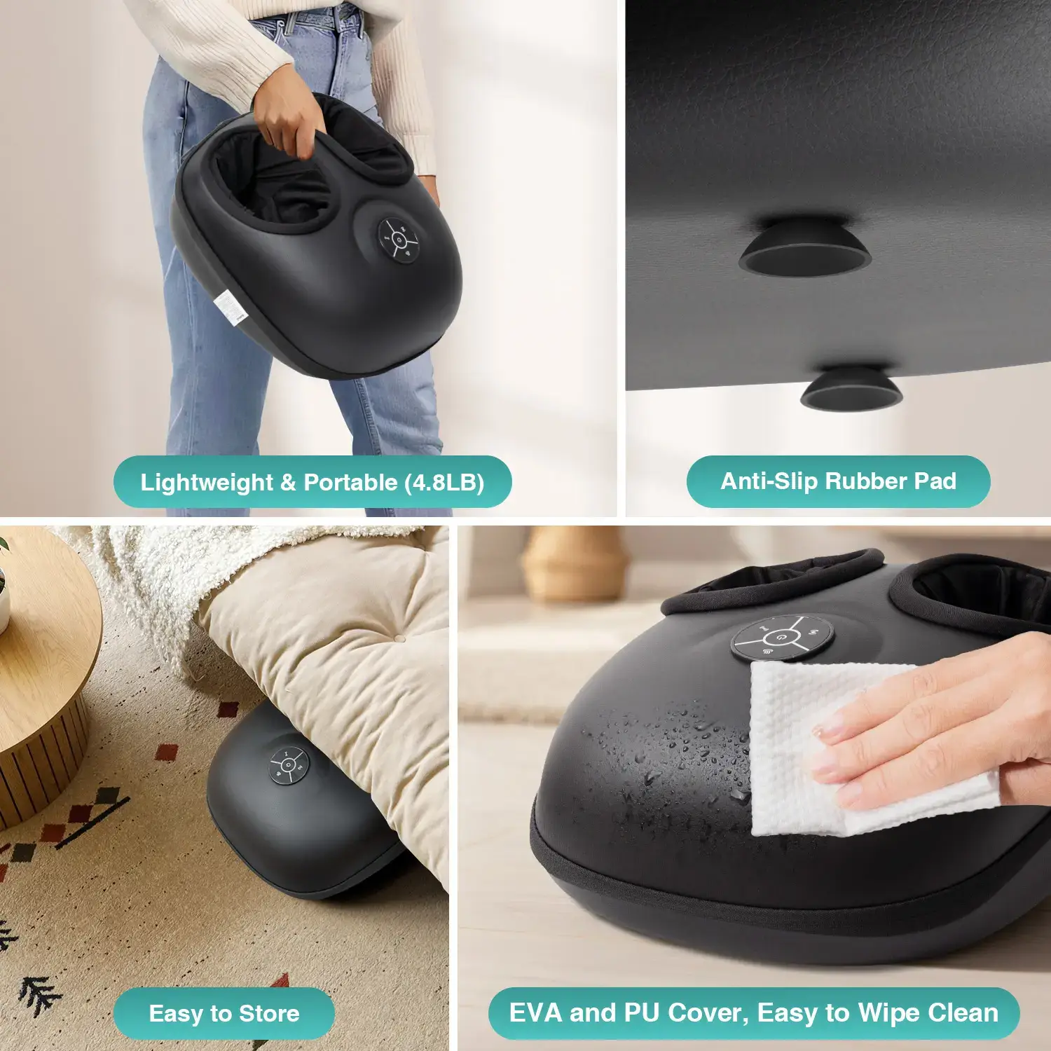 Shiatsu Foot Massager with Heat, Air Compression & Deep Kneading, Brown