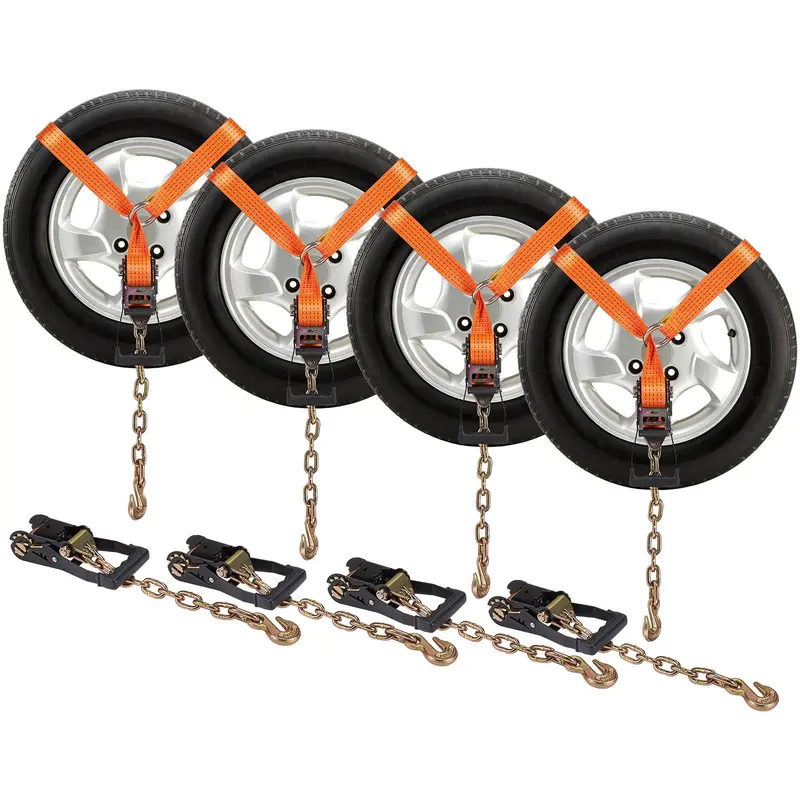 Heavy-Duty Polyester Luggage Straps with Chain Anchors 4-Pack