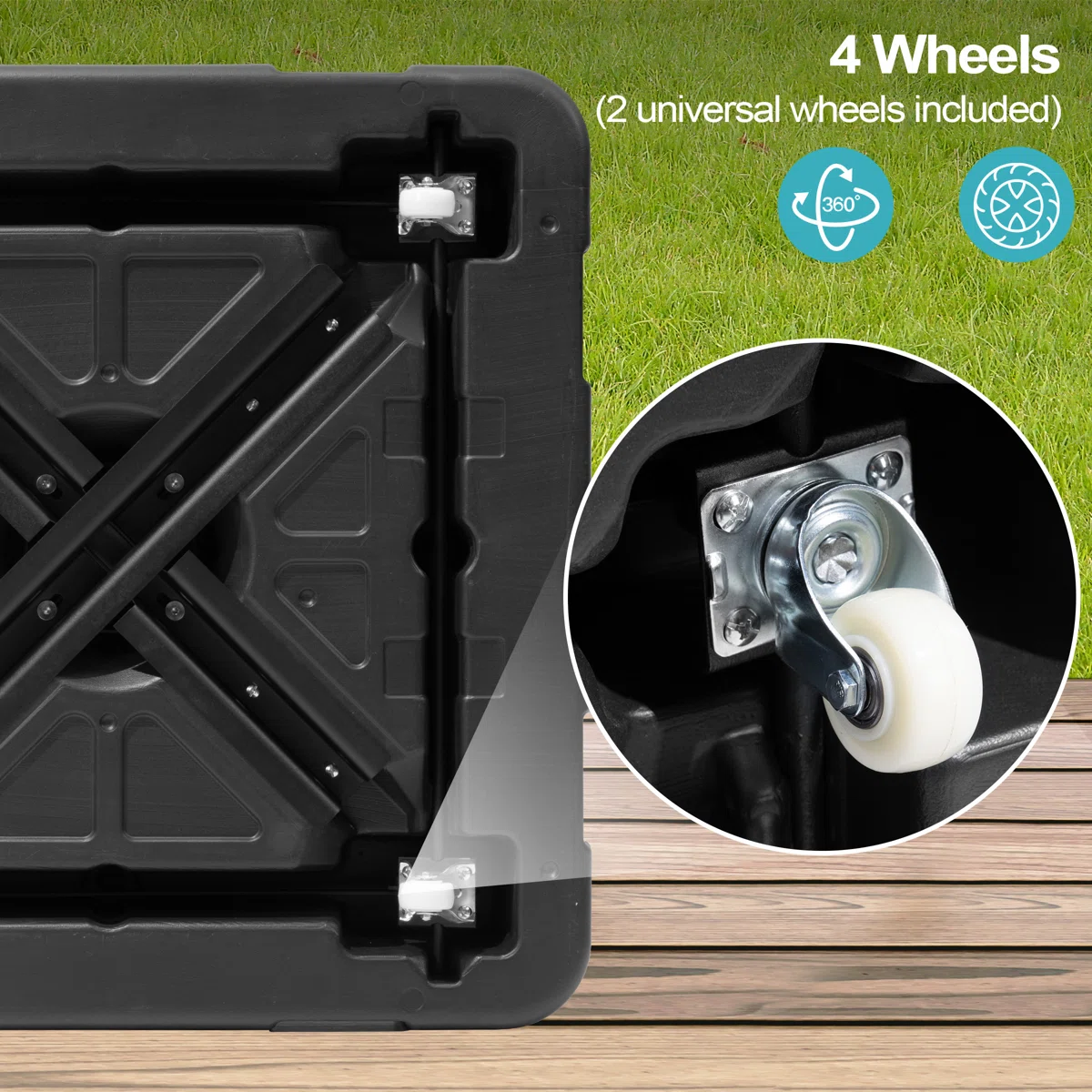 118'' Square Cantilever Umbrella with Counter Weighted Wheel Base