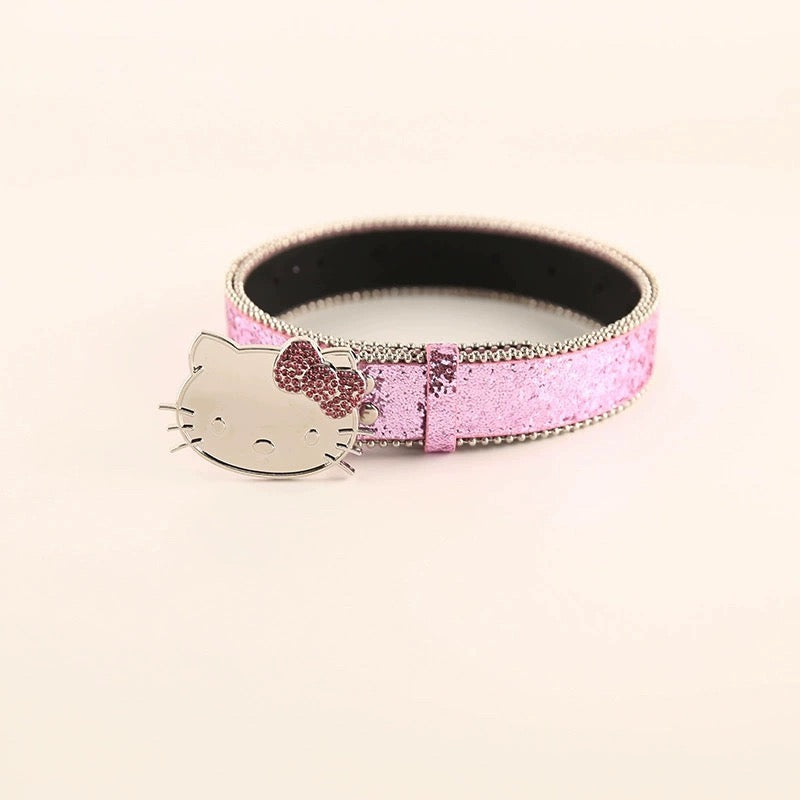 Hellokitty Rhinestone Belt Y2k Belt Cowgirl Leather Belt