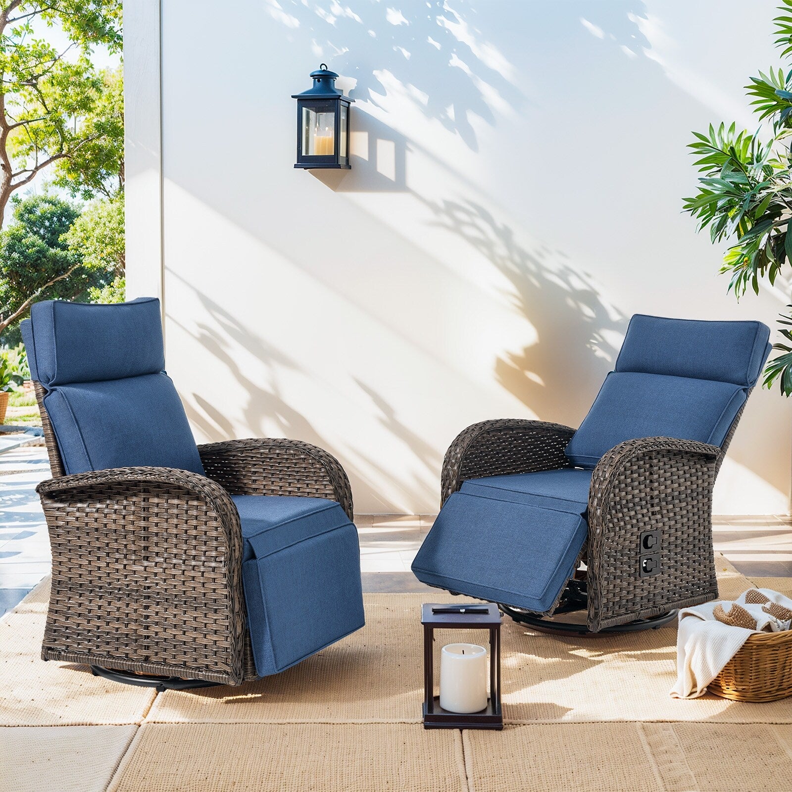Pocassy Reclining Patio Chair with Adjustable Backrest