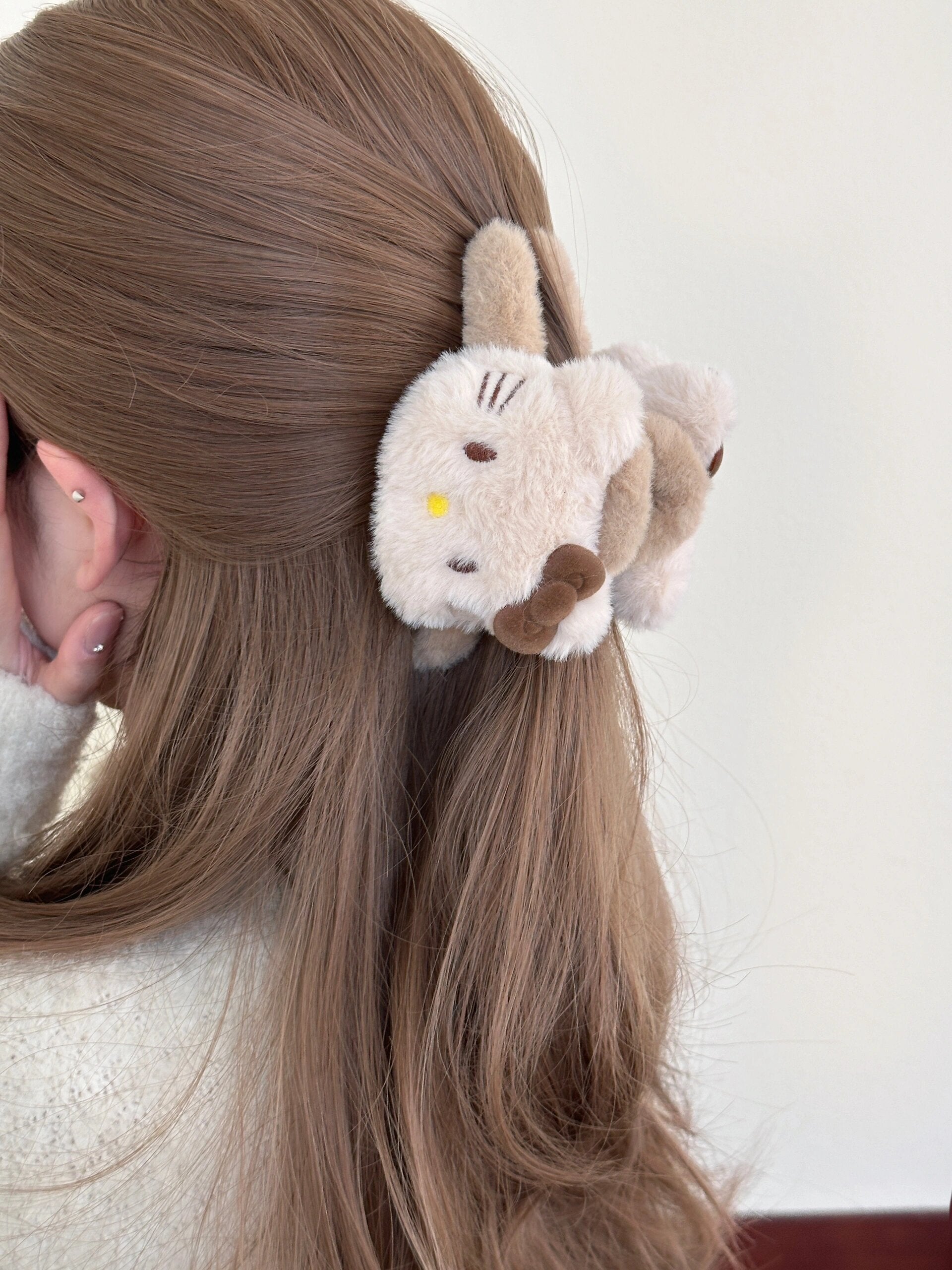 Hellokitty Plush Claw Clip for Thick Hair 2 Pcs