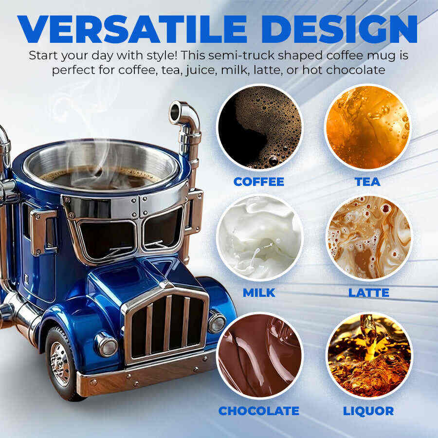 Durable Semi-Truck Shaped Coffee Mug – Handcrafted Resin Mug for Family & Friends