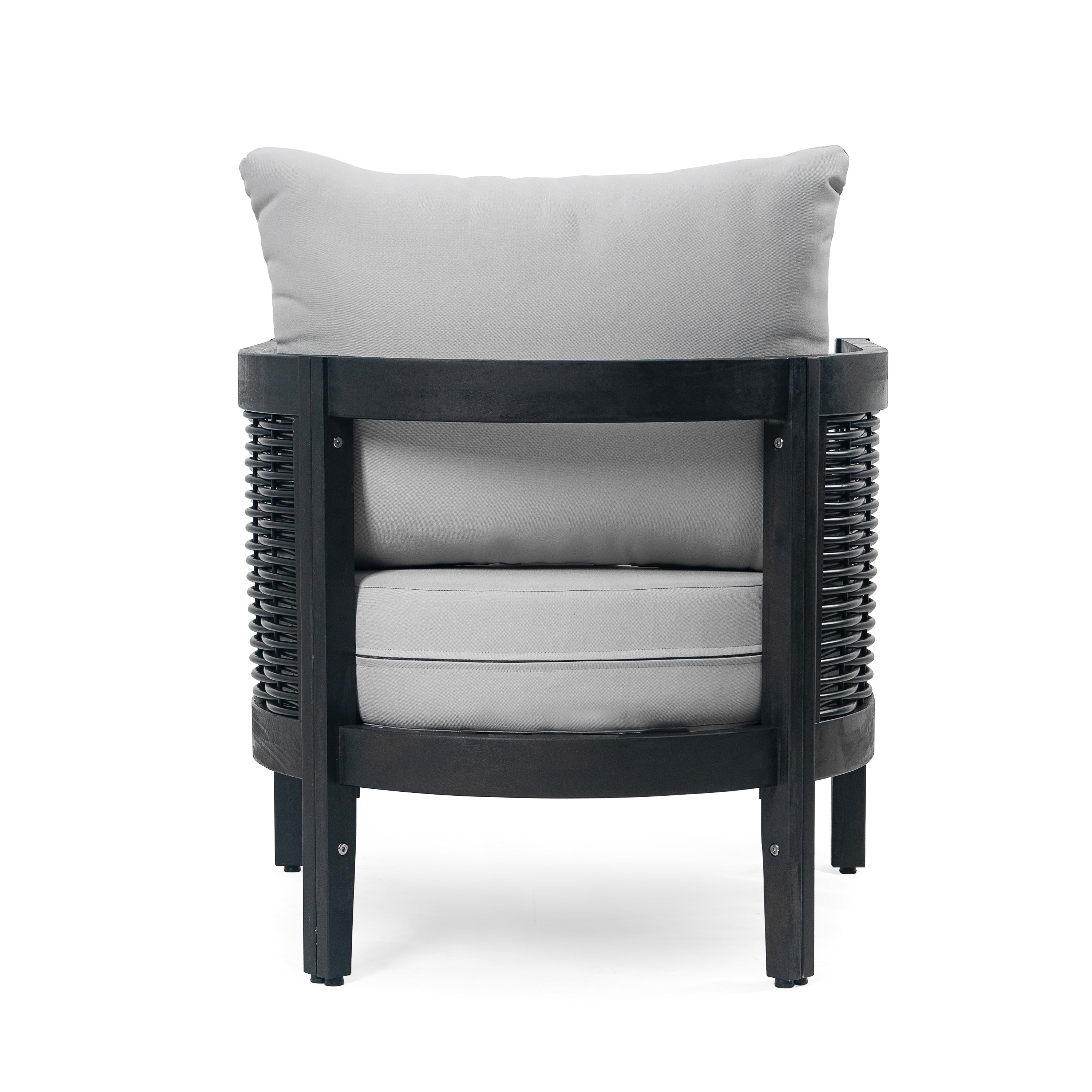 Burchett Outdoor Acacia Wood and Wicker 4 Seater Chat Set with Optional Sunbrella Cushions by Christopher Knight Home