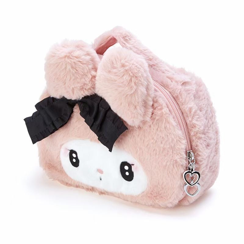 Sanrio Plush Travel Makeup Portable Storage Bag | Dividers for Cosmetics Makeup Brushes Toiletry Jewelry Digital Accessories