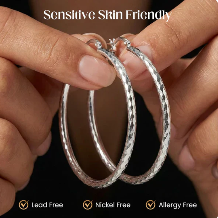 ✨ Classic Textured Silver Hoop Earrings