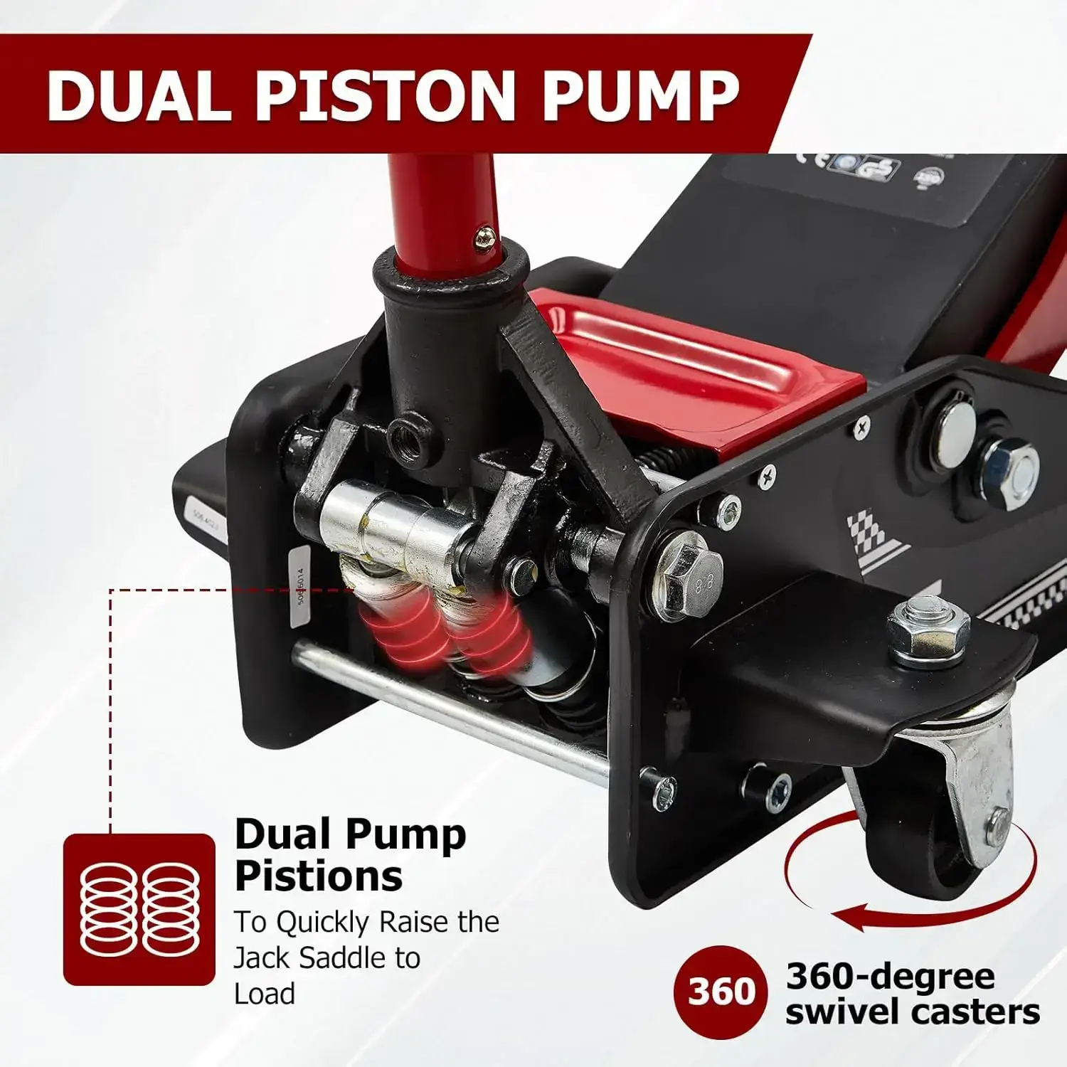 3 Ton Low Profile, Heavy-Duty Steel Racing Floor Jack with Dual Pistons Quick Lift Pump, with Lug Wrench Lifting Range 3.35\