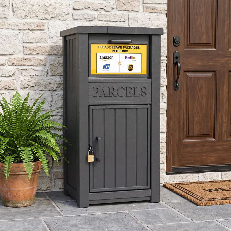Package Delivery Box for Outside, Lockable Waterproof Anti-Theft Resin Parcel Drop Box