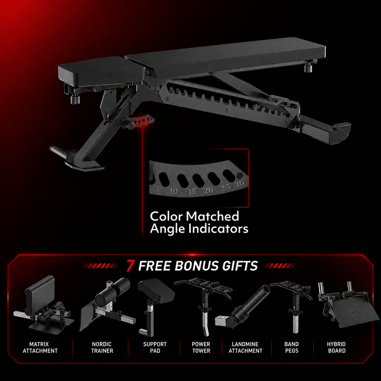 🔥 25-in-1 Adjustable Weight Bench System – Heavy-Duty Home Gym Bench with 7 FREE Training Attachments Included