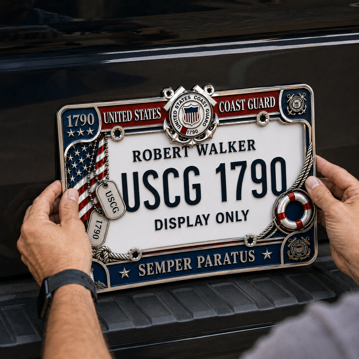 🔥 Last Day 50% OFF - U.S. Coast Guard “Semper Paratus” License Plate Frame ⚓