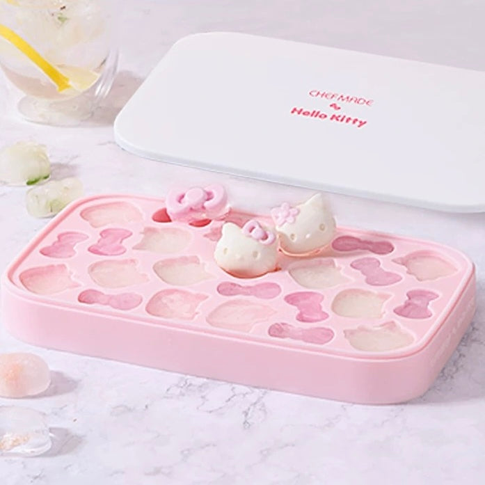 Hellokitty Shape Ice Cube Tray with Lid and Bin (with Scoop)