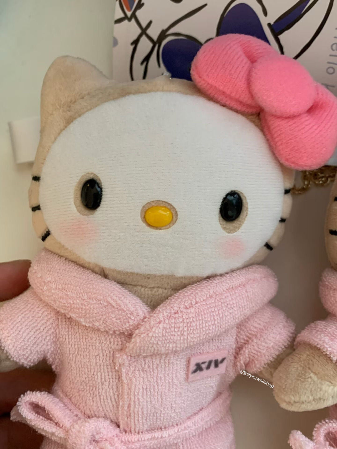 Hello Kitty Pink Bathrobe Face Mask Plushies Keychain