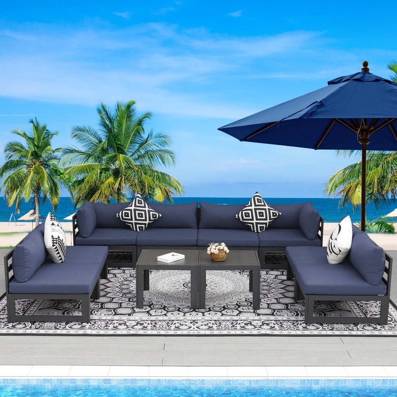 FINCATI Aluminum Outdoor Patio Furniture Conversation Sectional Sofa Set