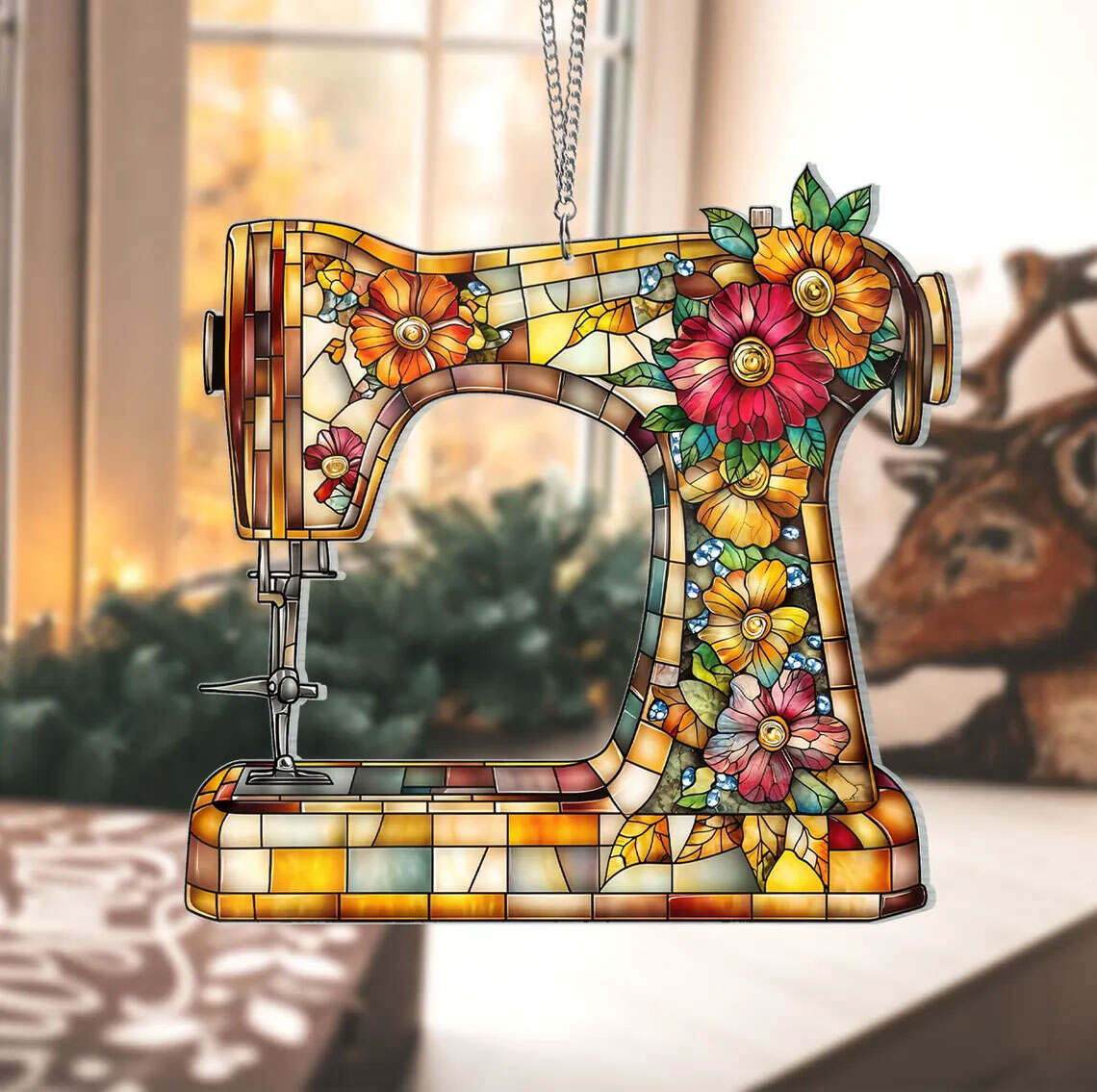 Sewing Machine Suncatcher Ornament