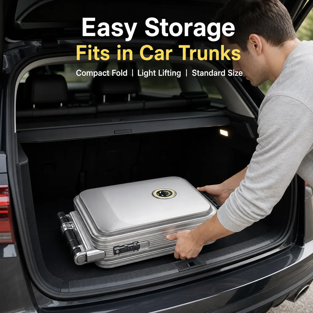 Rideable Scooter Luggage|Foldable Aluminum Carry‐On Suitcase, TSA Lock Silent Wheels, Multi‐Purpose Riding Suitcase for Airport, Commute & Campus