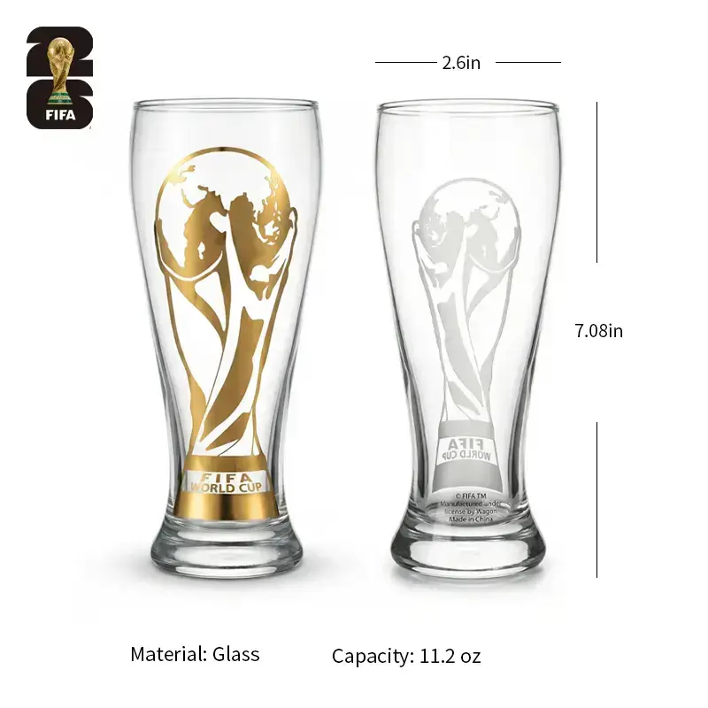 2026 Official Football Gold Stamped Classic Beer Glass--Collector's Edition summervibes Drinkware Tumblers