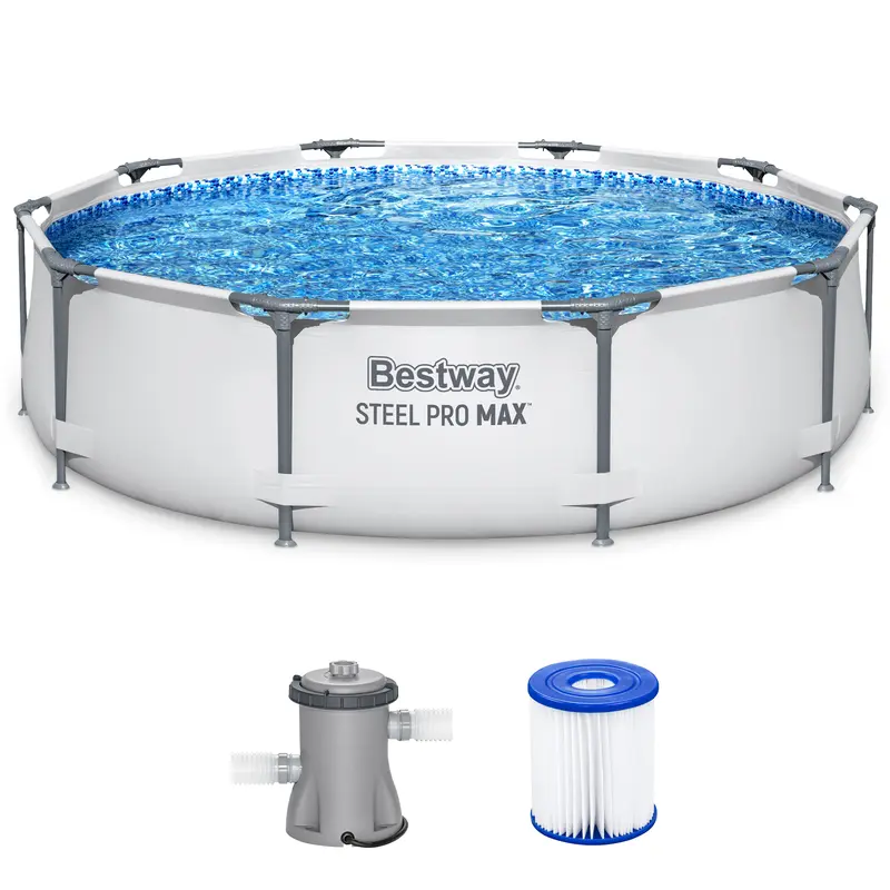 10ft Round Above Ground Outdoor Swimming Pool with Filter Pump