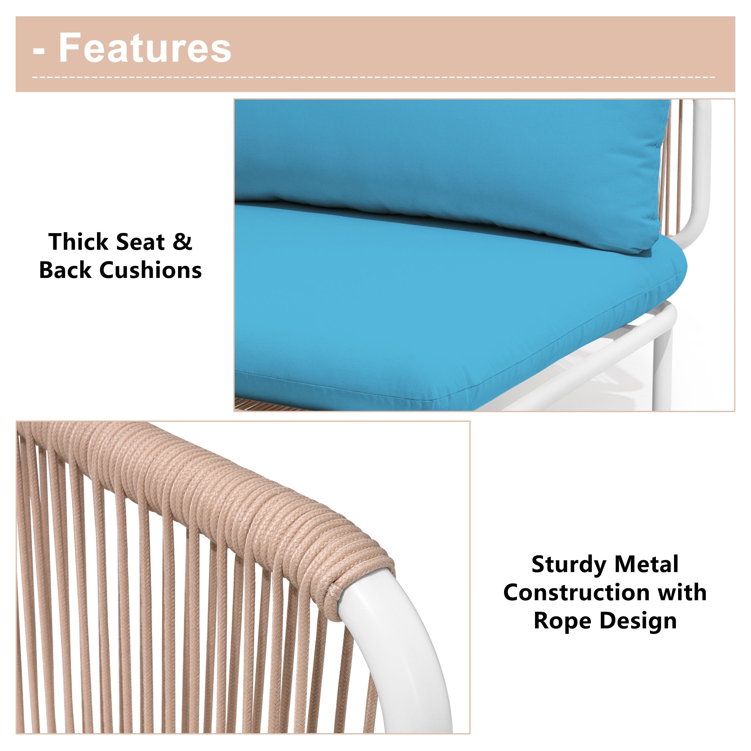 Outdoor Cushioned Sectional Sofa Chat Set Patio Furniture Conversation Set, Free Combination
