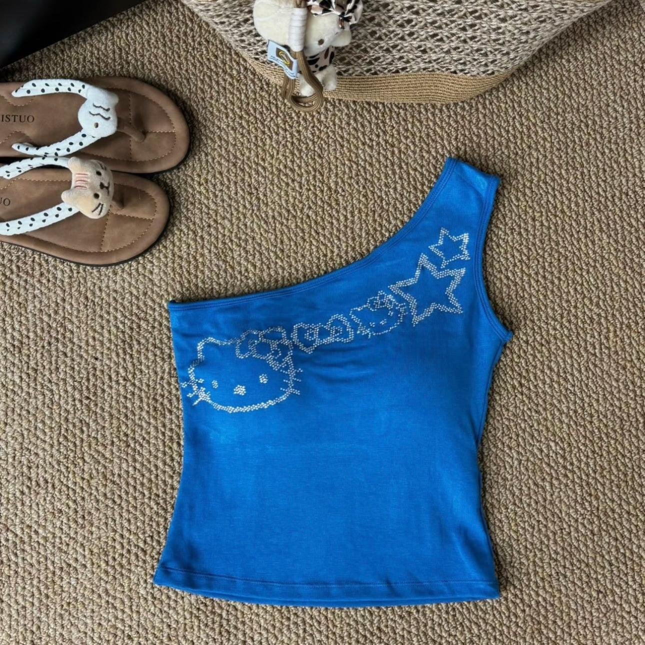 Hellokitty One Shoulder Tank Tops