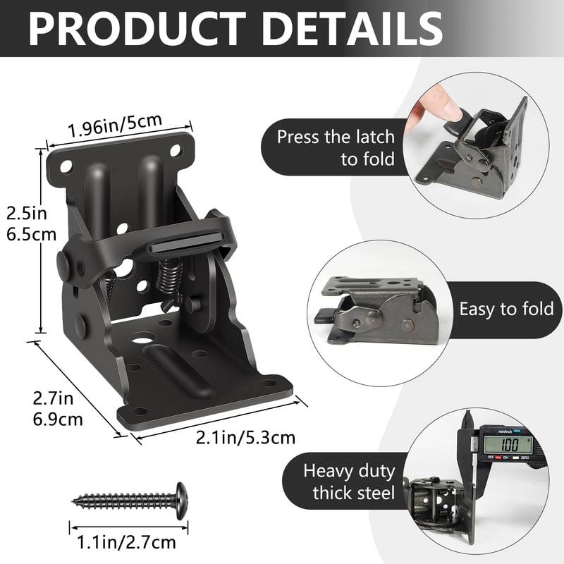 Heavy-duty folding brackets with 90° locking - space-saving steel hinges