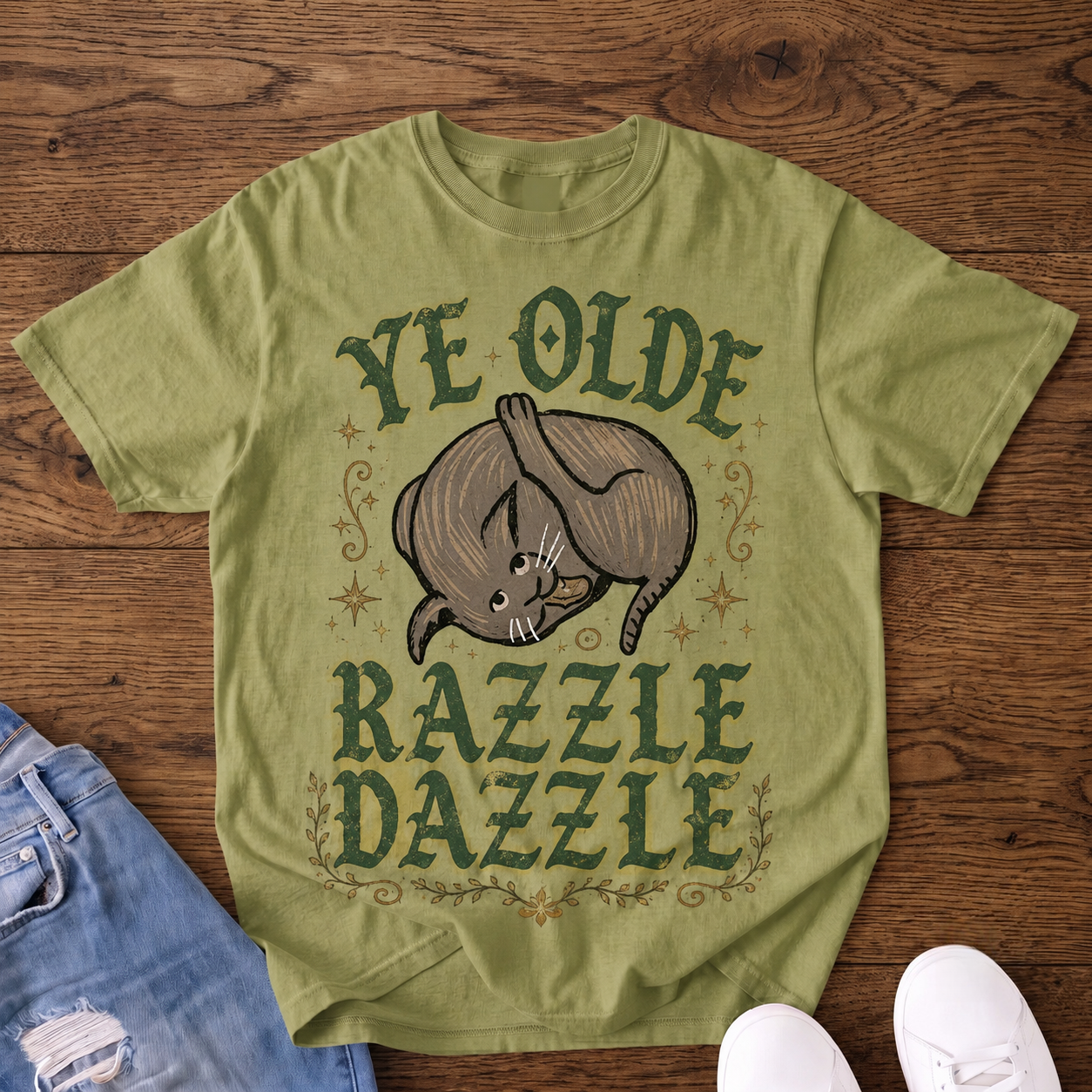 Ye Olde Razzle Dazzle Cat VintageT-shirt