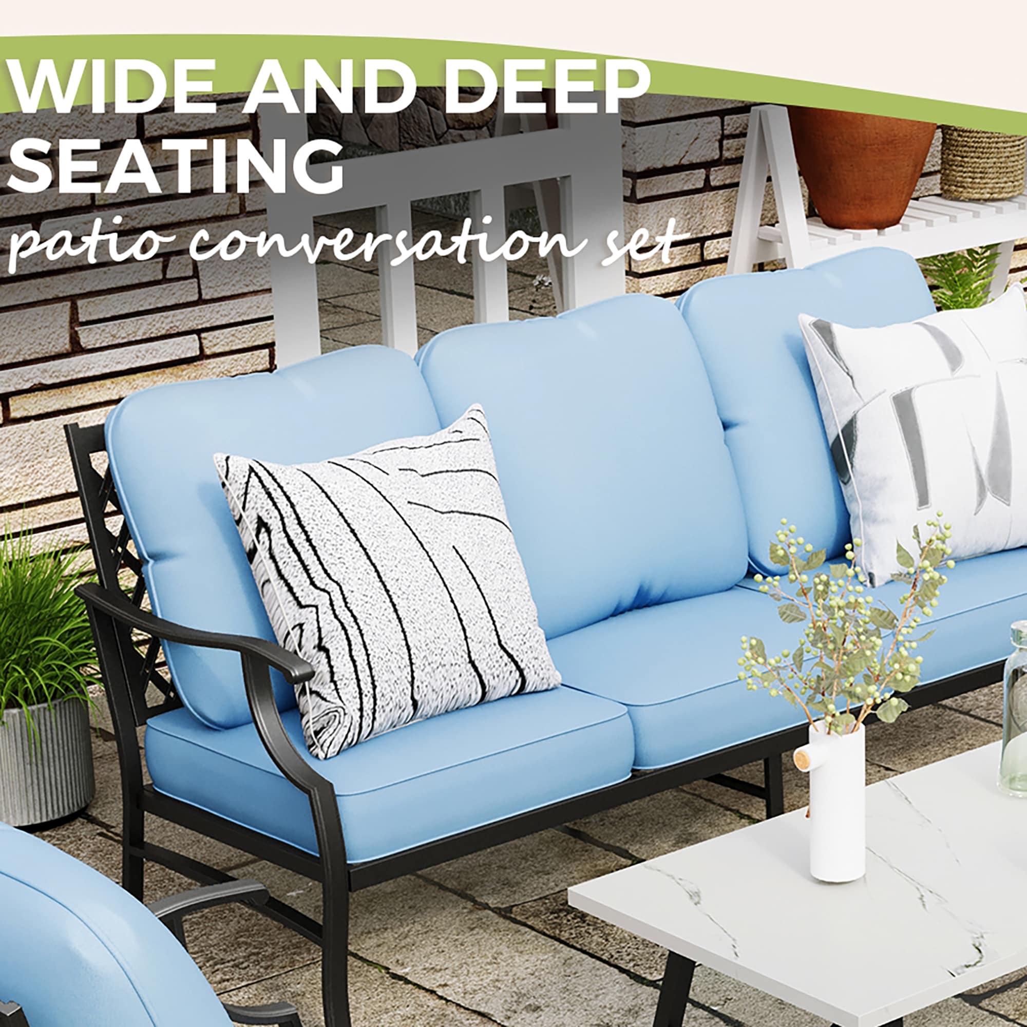 MAISON ARTS Outdoor Sofa Set 4/6-Piece Patio Conversation Set with 45'' Gas Fire Pit Table