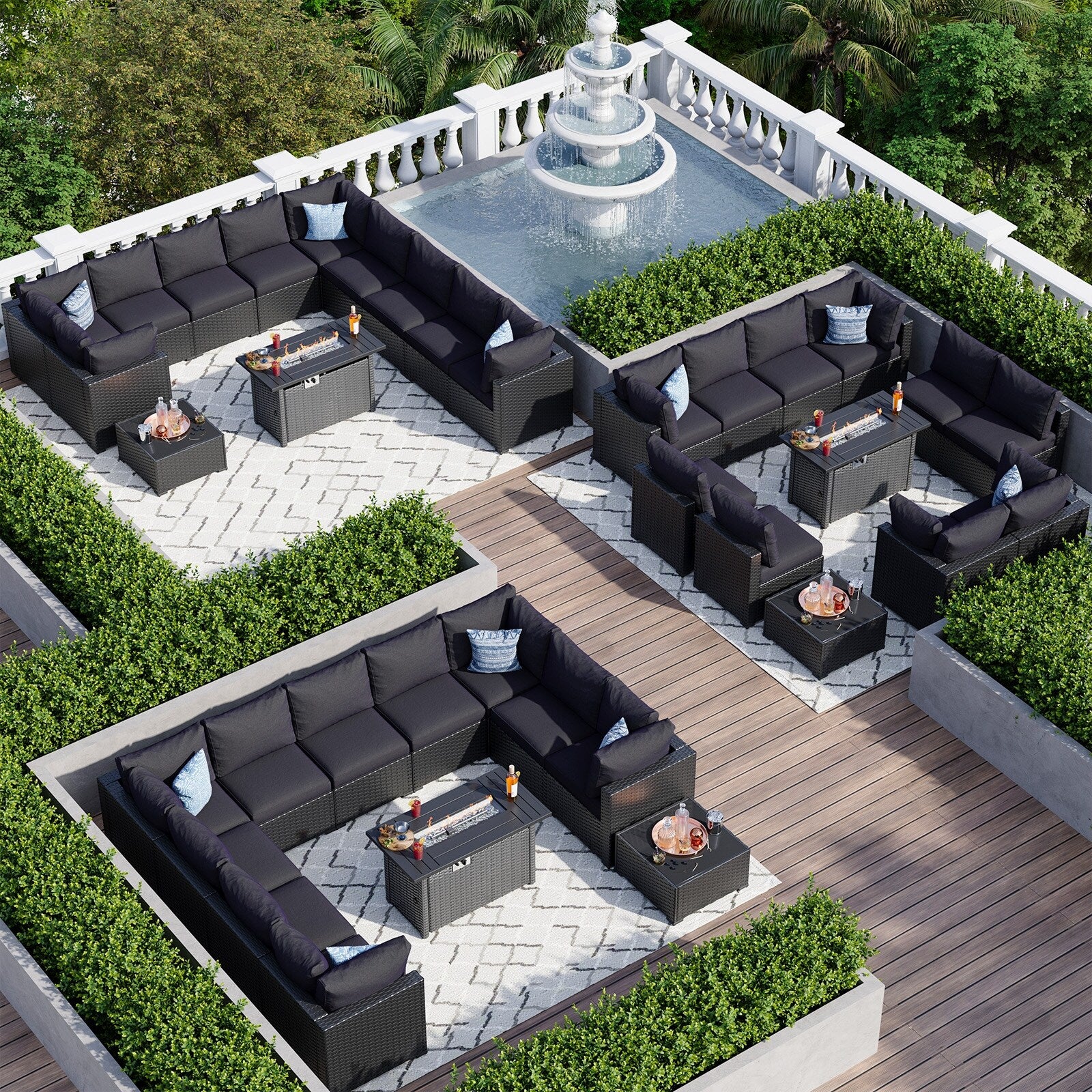 Wicker Rattan Patio Sectional Sofa Set