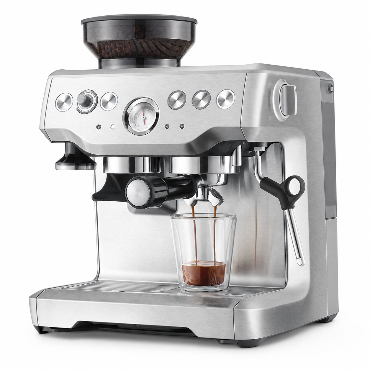 🔥 Semi-Automatic Espresso Machine with Built-In Grinder & Milk Frother