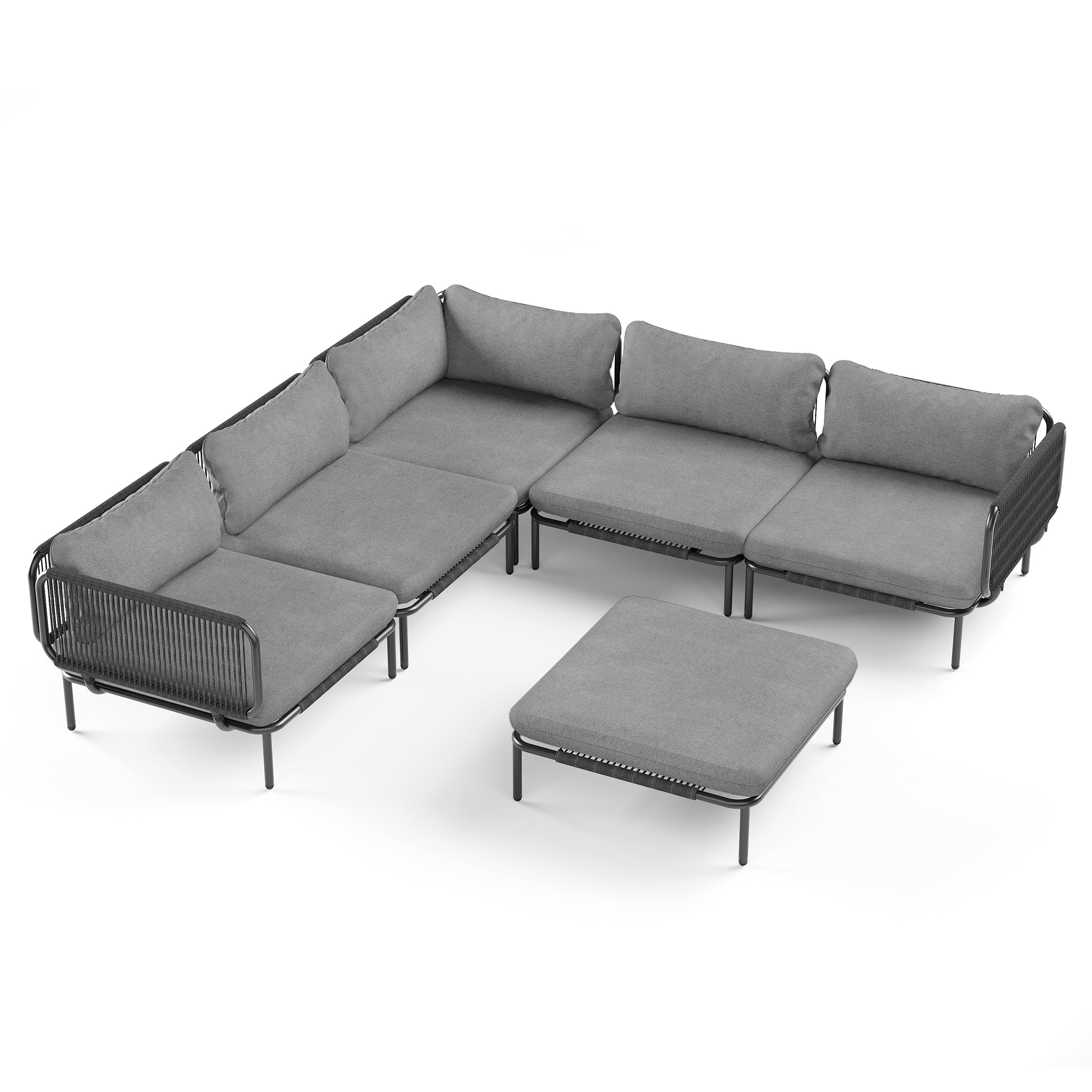 Outdoor Cushioned Sectional Sofa Chat Set Patio Furniture Conversation Set, Free Combination