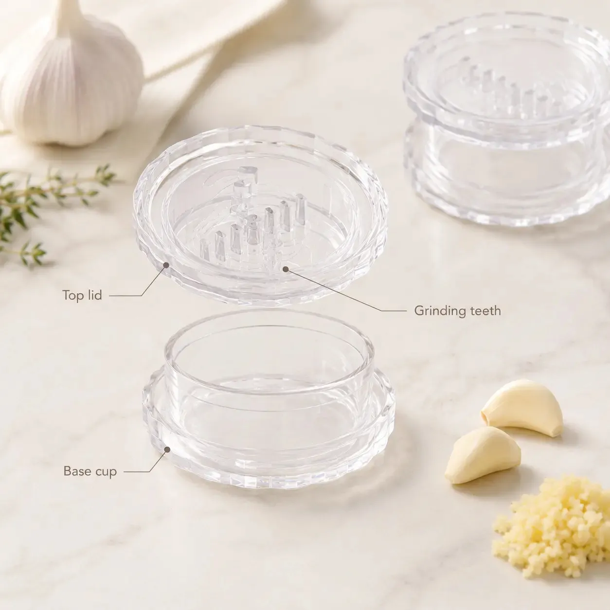 2PCS Clear Manual Garlic Twister and Ginger Mincer Tool
