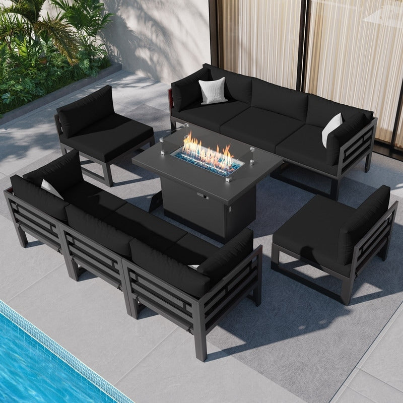 FINCATI Aluminum Outdoor Patio Furniture Conversation Sectional Sofa Set