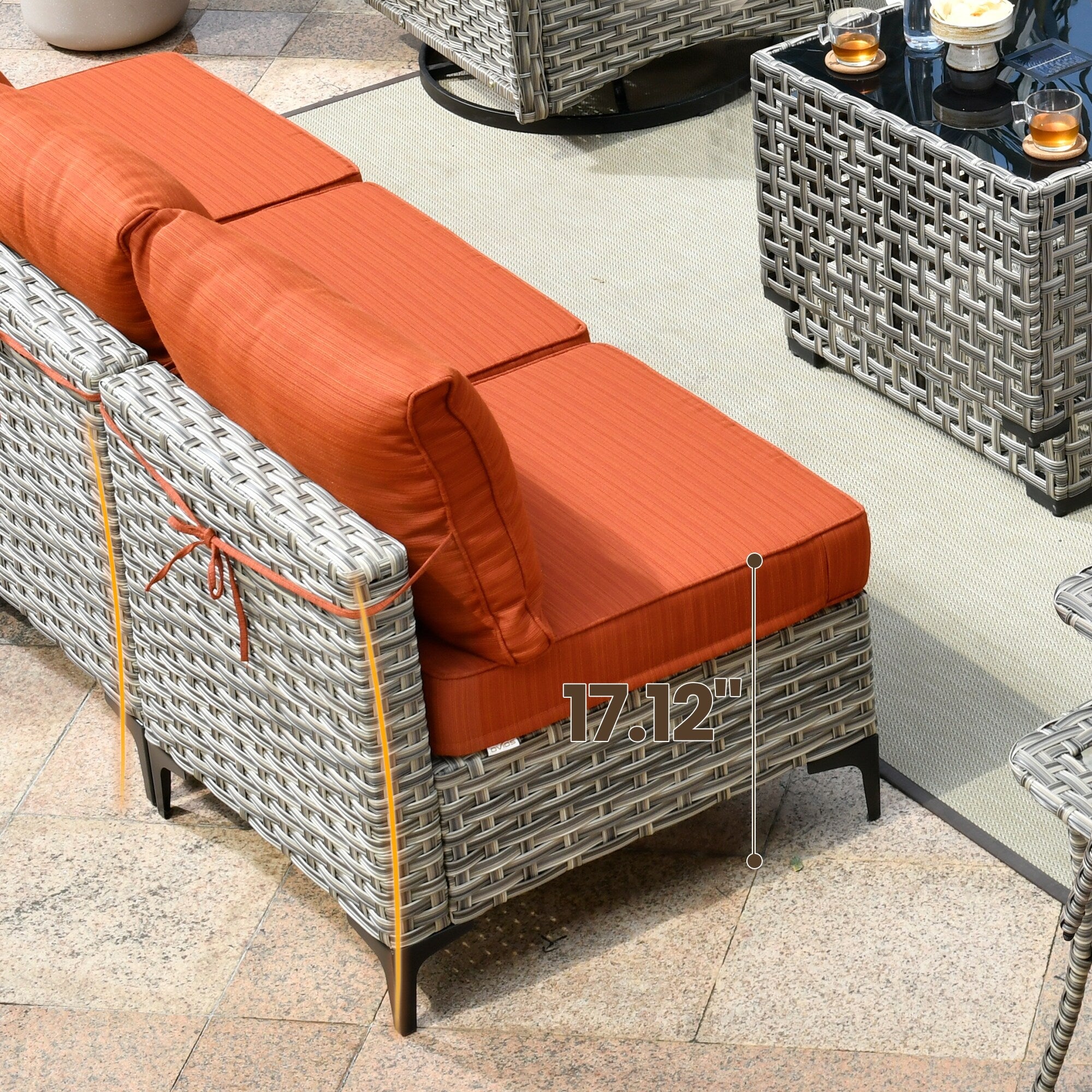 XIZZI 10-piece Patio Furniture Wicker Sectional Set with Swivel Chair