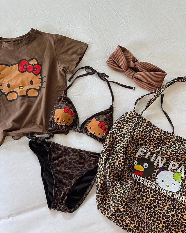 Hellokitty 3 Piece Swimsuit Halter String Bikini