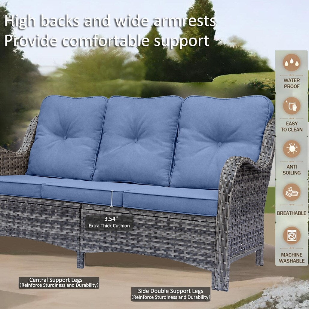 Outdoor Patio Furniture Set-Wicker Patio Conversation Swivel Chair Set