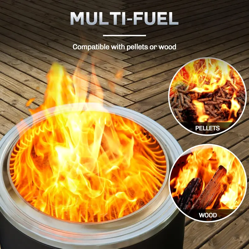 OUTDOORS Smokeless Fire Pit 22/27-Inch with Cooking Grill for Outdoor Use