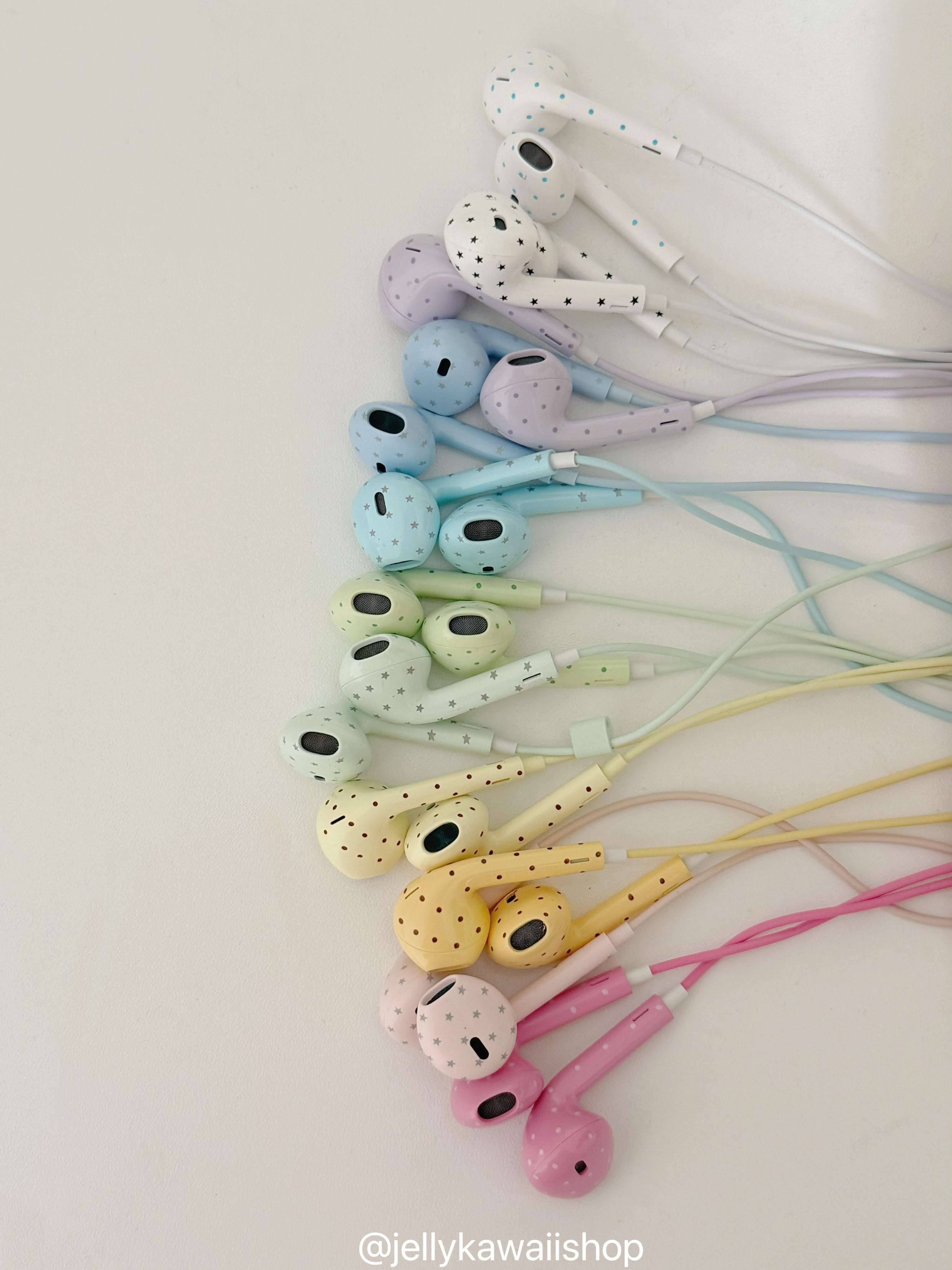 Polka-dot Coloured Wired Earbuds with Microphone in-Ear Headphones