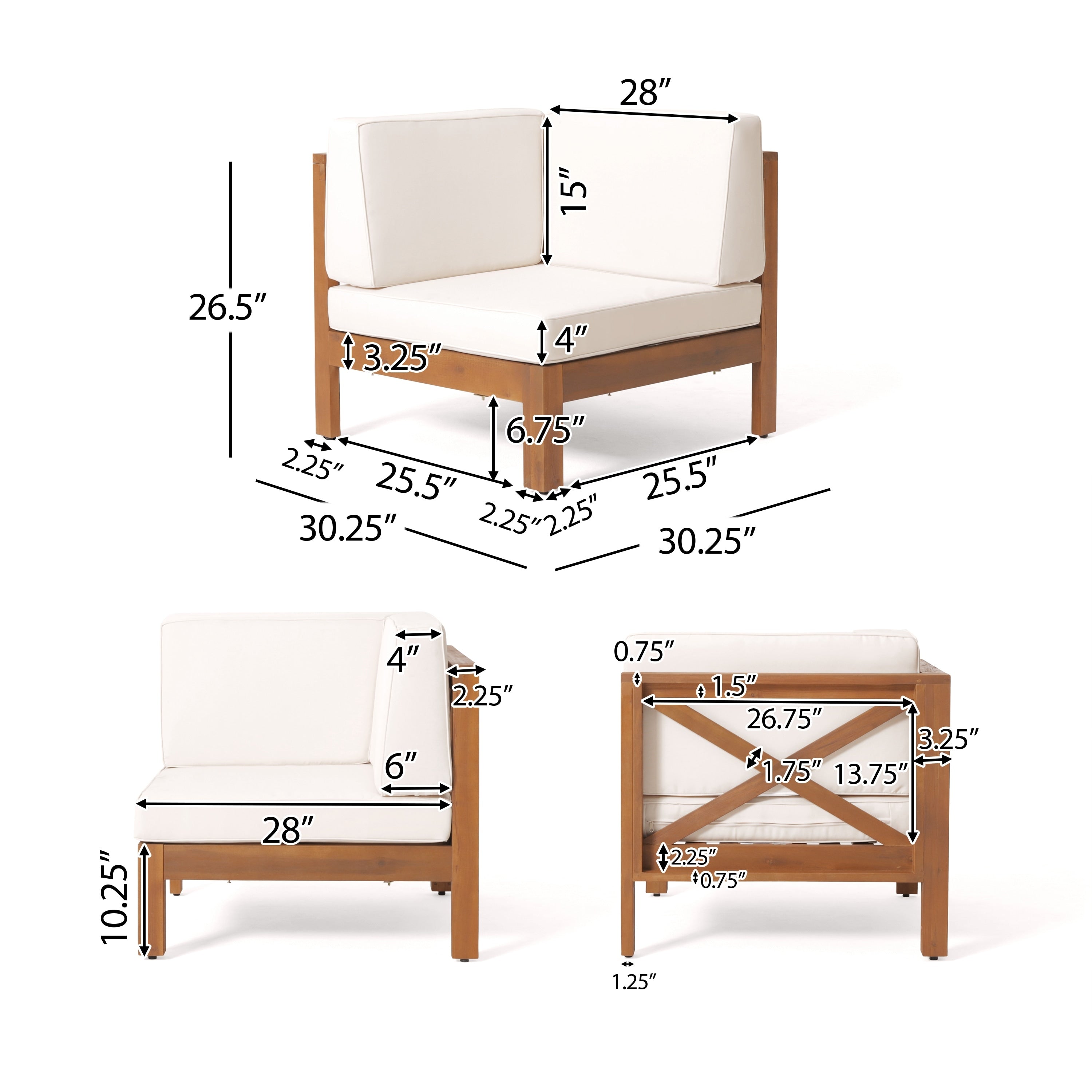 Brava Acacia Wood Outdoor Sectional Sofa by Christopher Knight Home