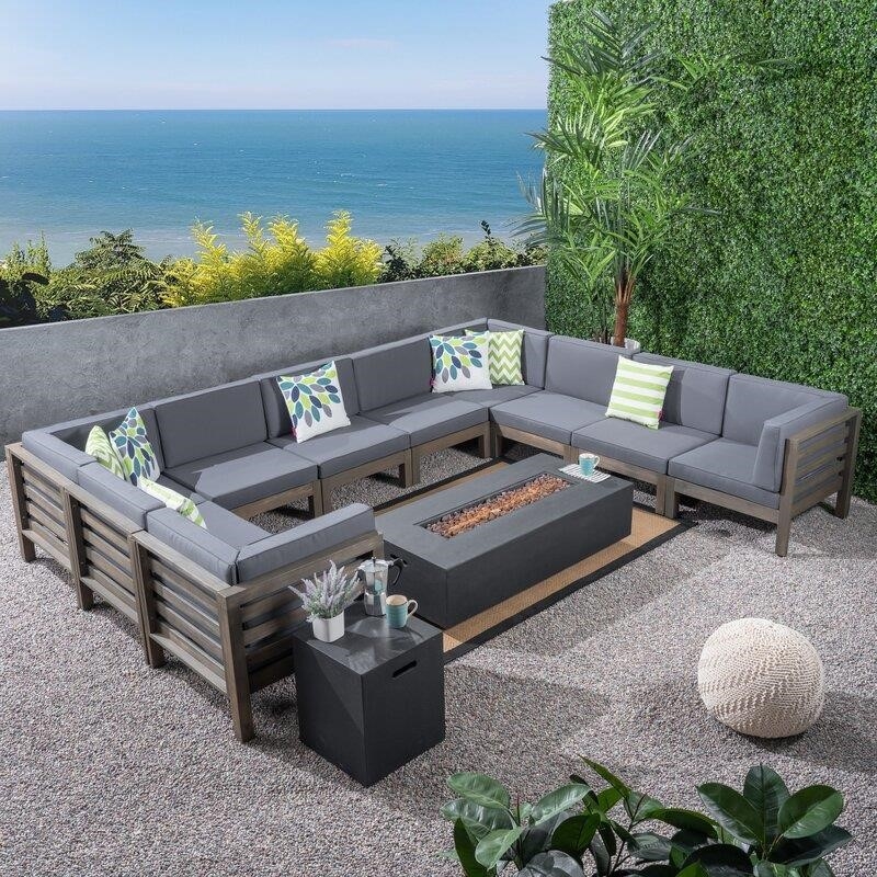 Patson Solid Wood 8 - Person Seating Group with Cushions