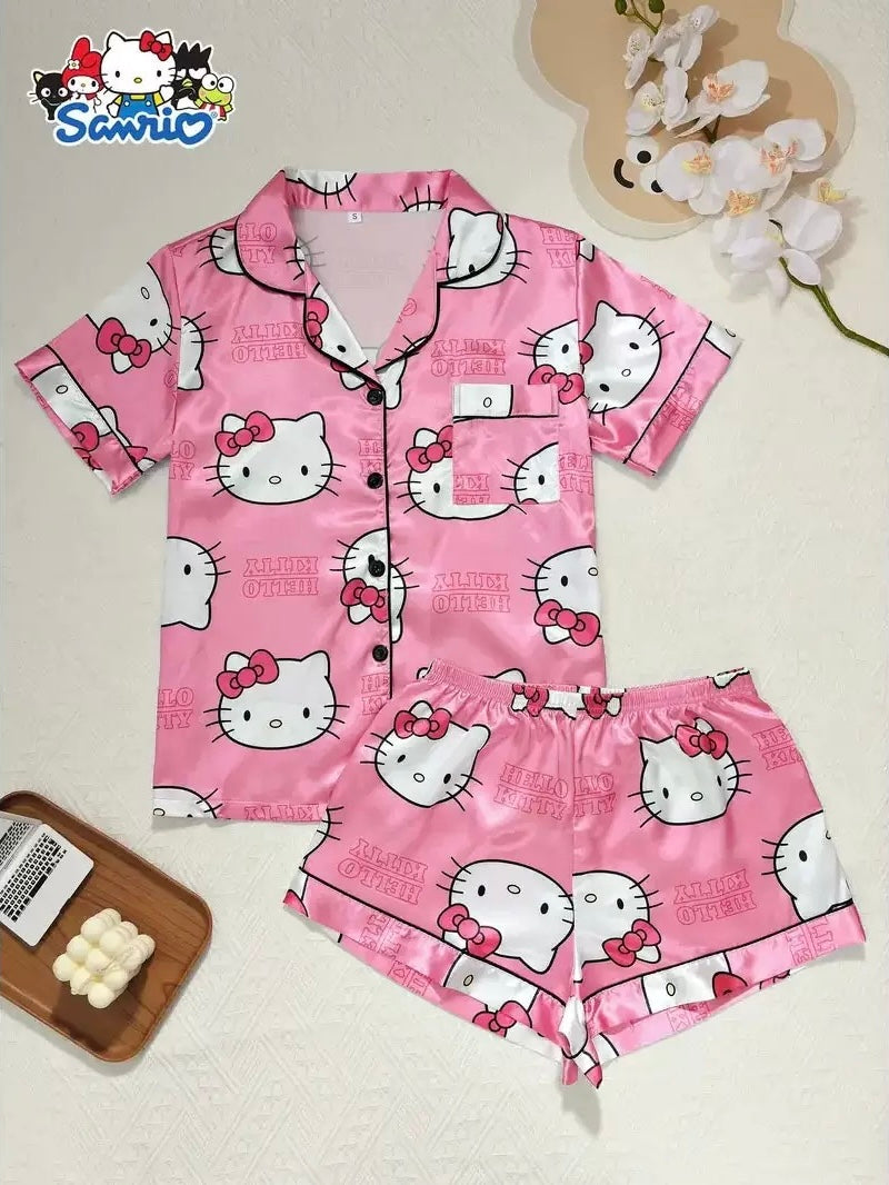 Sanrio Womens Silk Satin Pajama Sets（S-XXXL）