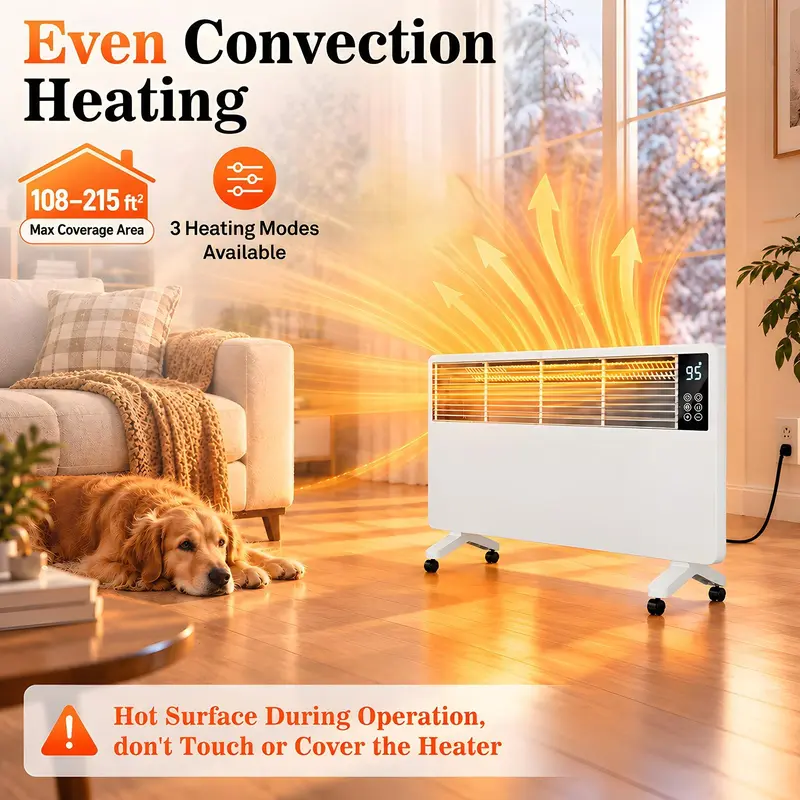 1500W Fan-Free Convection Space Heater with Thermostat