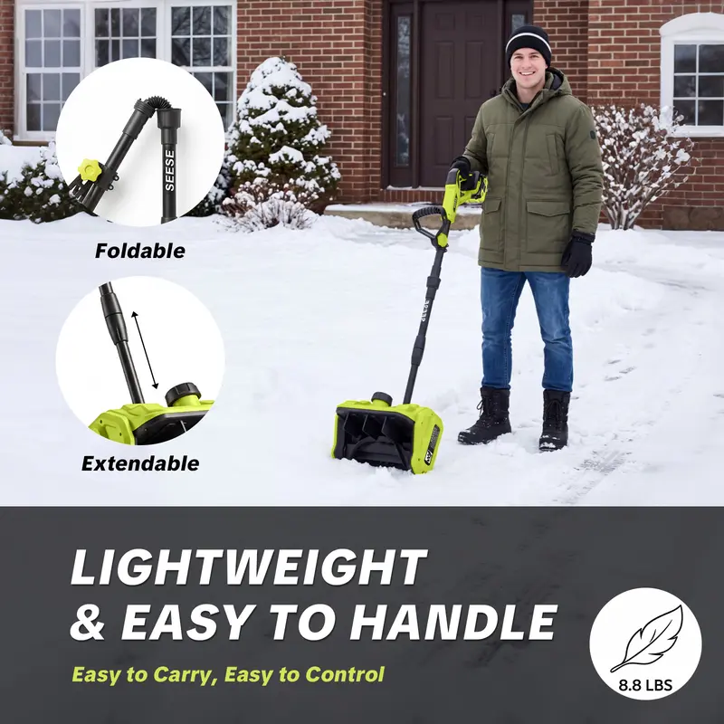 🔥Last Chance Sale🔥21V Cordless Snow Shovel with 2×3.6Ah Batteries, Adjustable Handle & Directional Snow Chute