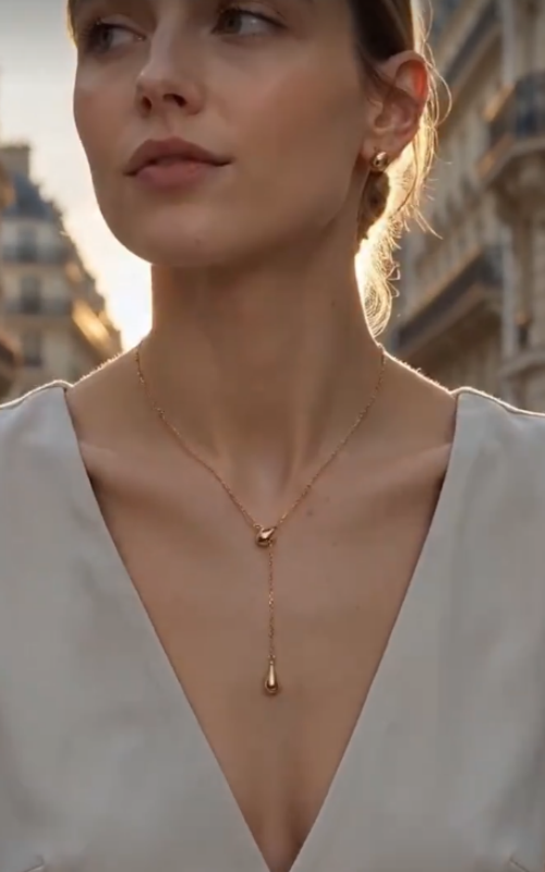 ✨ Elegant Teardrop Lariat Necklace