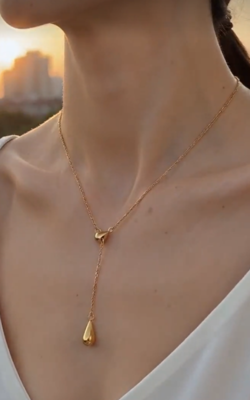 ✨ Elegant Teardrop Lariat Necklace
