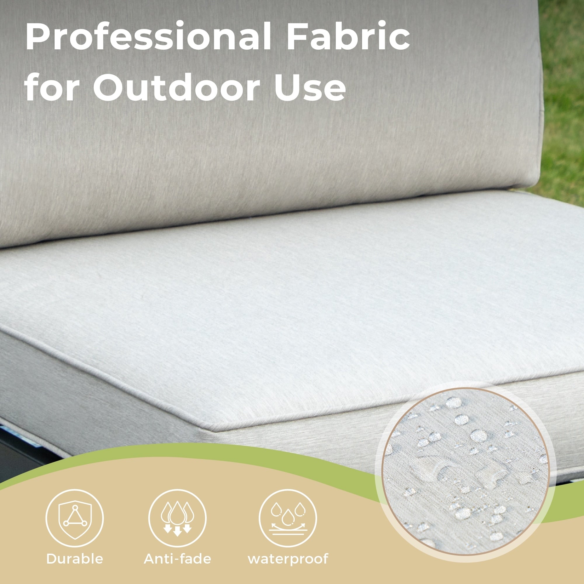 10-Seat Patio Sectional sofa set, E-coating Steel frame Conversation Sets with Built-in Side Table , Grey Cushion