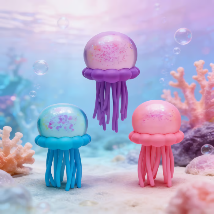 🐣EASTER SALE 59% OFF! ✨ Cute Glitter Jellyfish Squishy, Easter Basket Stuffer for Kids