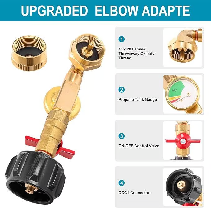 ✨This Week's Special Price $16.99💥 Top-Rated Propane Refill Elbow Adapter with Tank Gauge