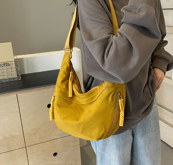 🏆5k sold this week!🔥Designer Direct Sales👜Women's Fashion Plain Color Nylon Crossbody Hobo Bag