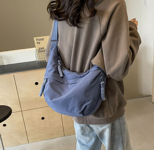 🏆5k sold this week!🔥Designer Direct Sales👜Women's Fashion Plain Color Nylon Crossbody Hobo Bag
