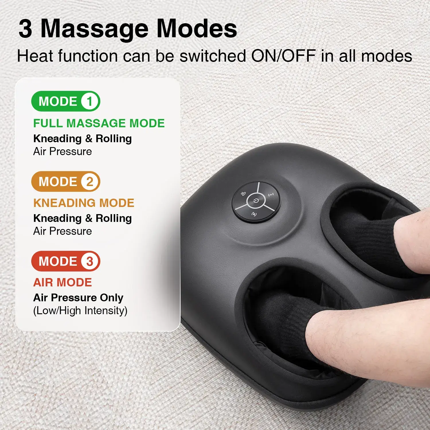 Shiatsu Foot Massager with Heat, Air Compression & Deep Kneading, Brown